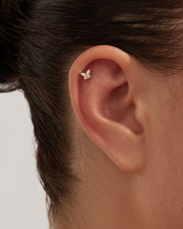 14k Solid Gold Winged Grace Lab-Grown Diamond Cartilage Earring