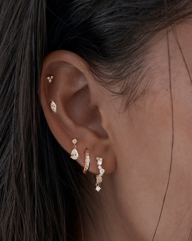 9k Solid Gold Sunlit Dew Lab-Grown Diamond Hoop Earring