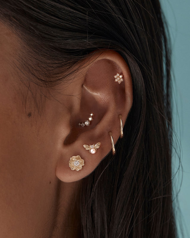 9k Solid Gold Guardian Bumblebee Lab-Grown Pearl Earring