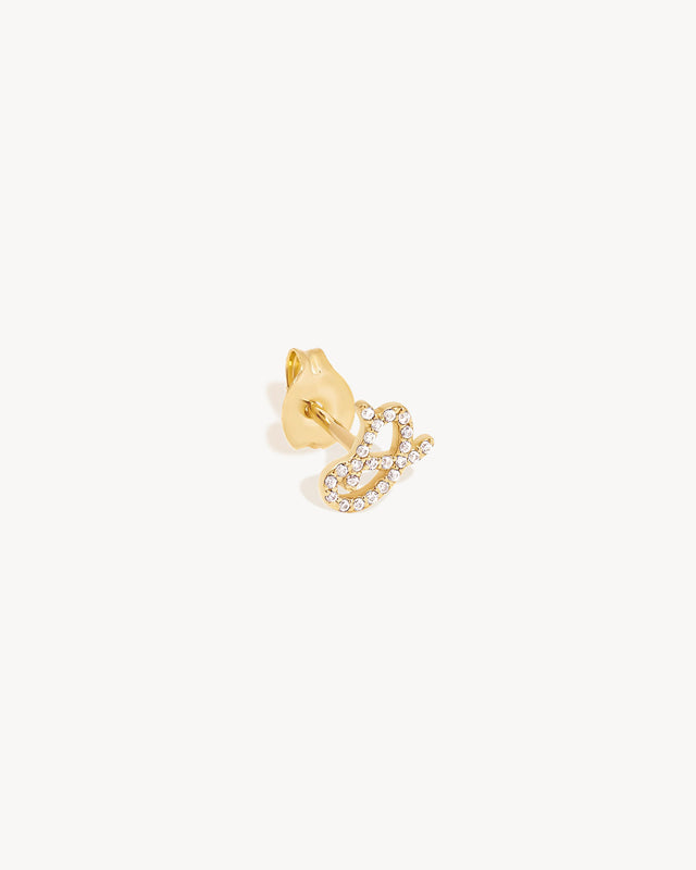 14k Solid Gold Forever Love Diamond Letter Earring