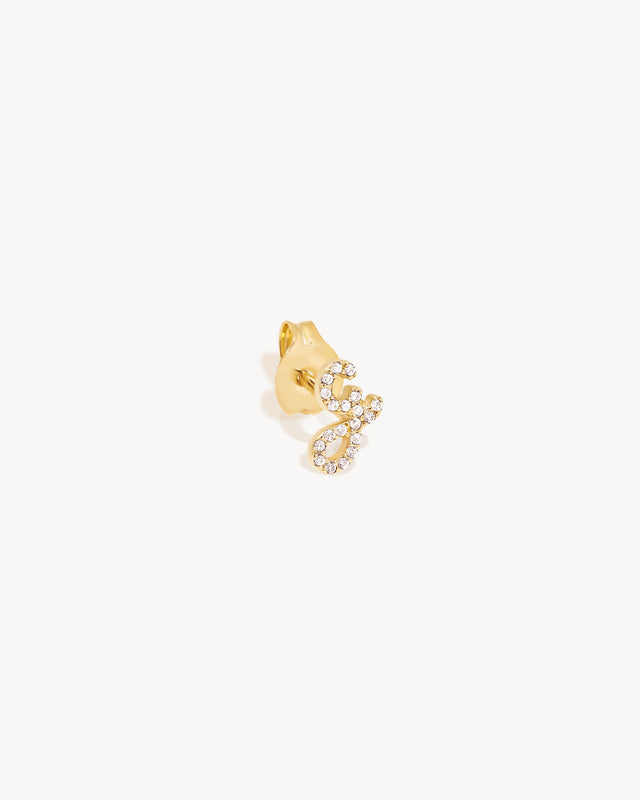 14k Solid Gold Forever Love Diamond Letter Earring