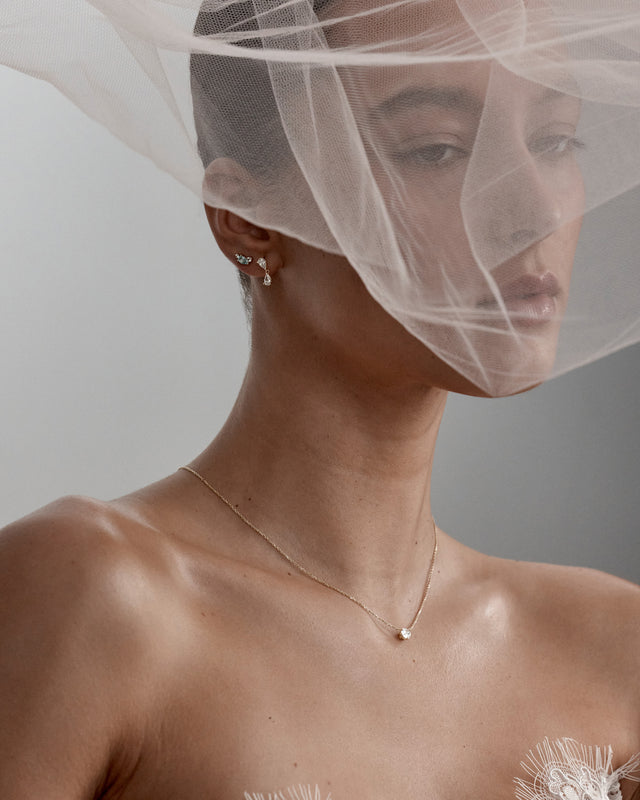 14k Solid Gold Held in Love Lab-Grown Diamond Drop Earring