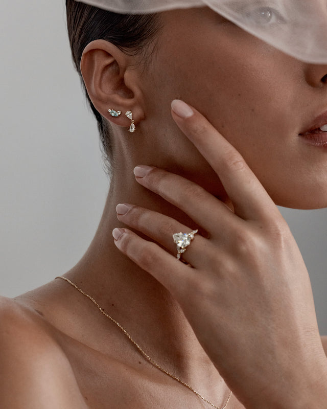 14k Solid Gold Held in Love Lab-Grown Diamond Drop Earring