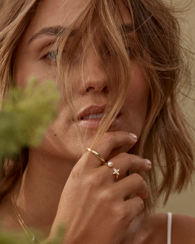 18k Gold Vermeil Lotus Dreams Pearl Ring