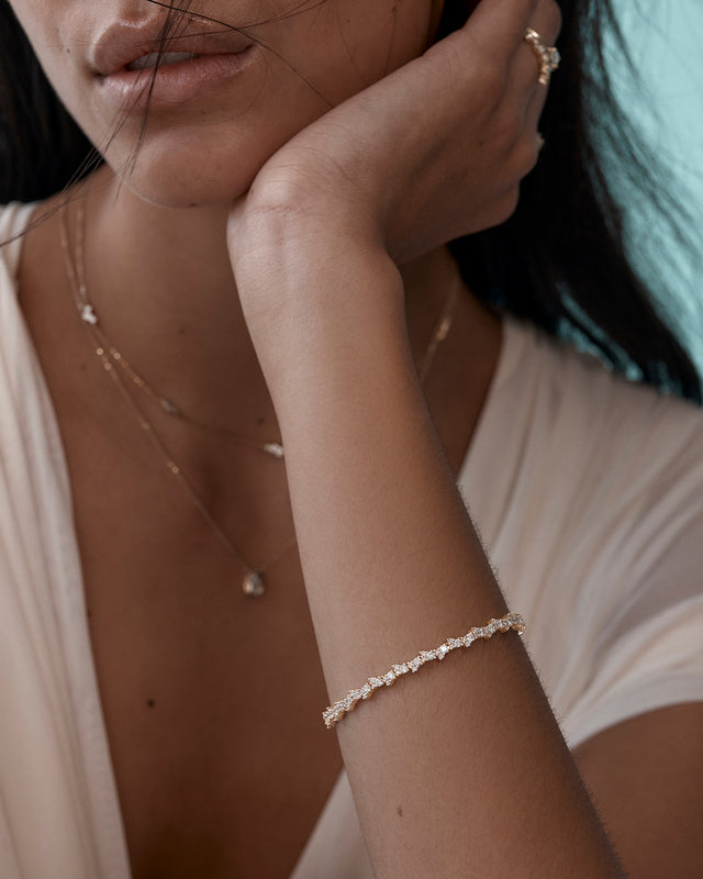 9k Solid Gold Sunlit Dew 3ct Lab-Grown Diamond Tennis Bracelet