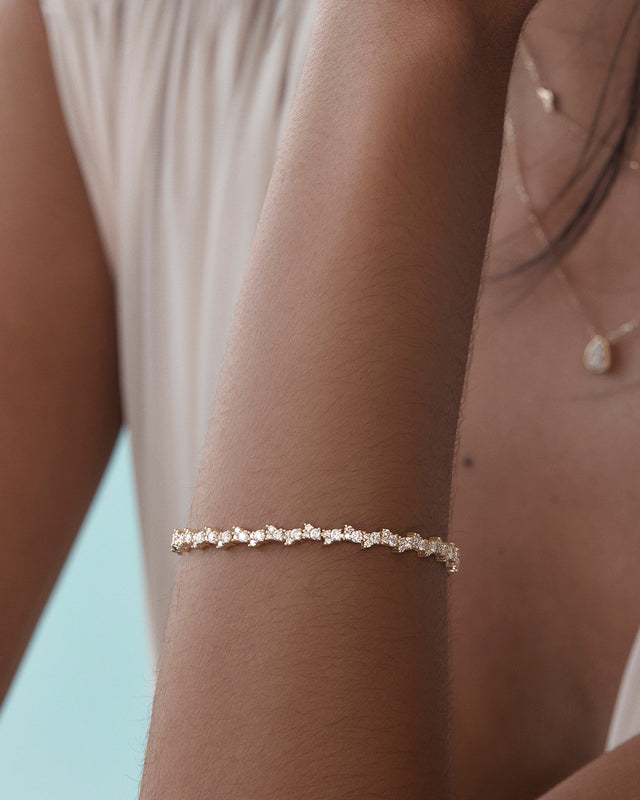 9k Solid Gold Sunlit Dew 3ct Lab-Grown Diamond Tennis Bracelet
