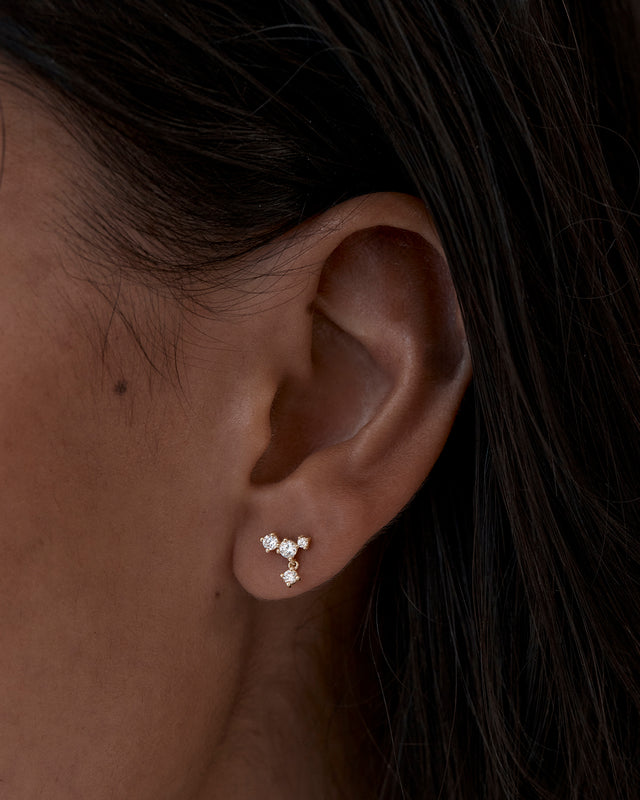 9k Solid Gold Sunlit Dew Lab-Grown Diamond Stud Earring