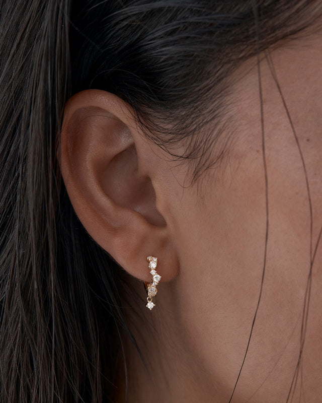 9k Solid Gold Sunlit Dew Lab-Grown Diamond Hoop Earring