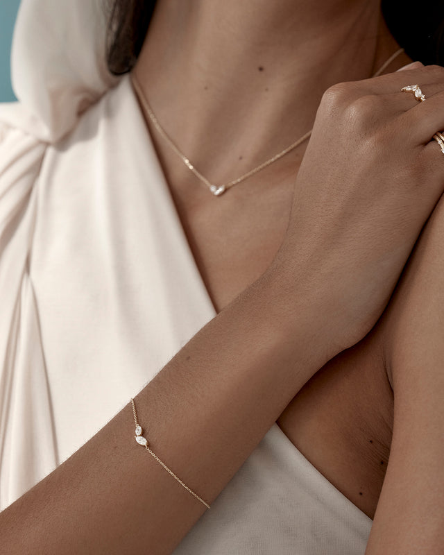 9k Solid Gold Whispering Petals 0.325ct Lab-Grown Diamond Bracelet