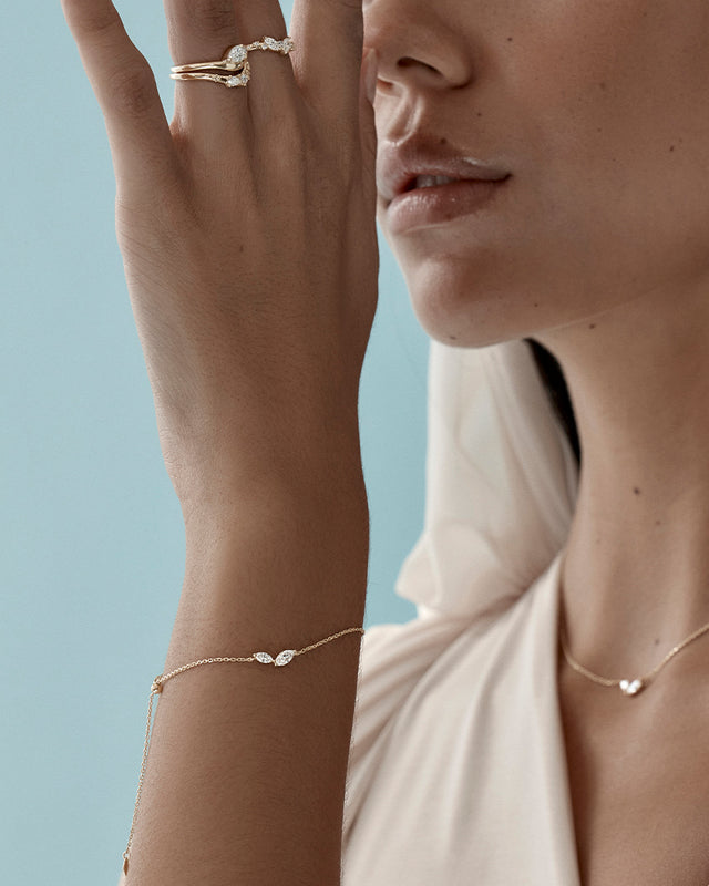 9k Solid Gold Whispering Petals 0.325ct Lab-Grown Diamond Bracelet