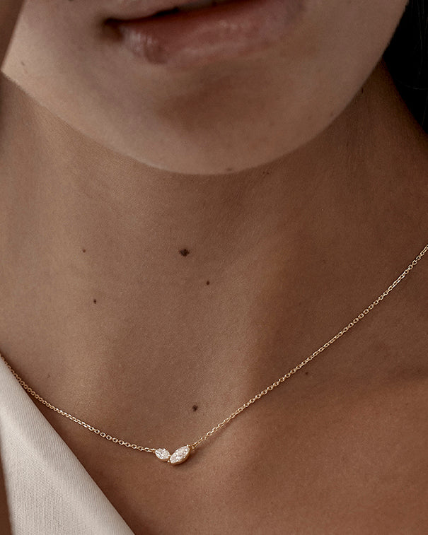 9k Solid Gold Whispering Petals 0.325ct Lab-Grown Diamond Necklace