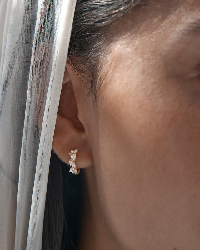 9k Solid Gold Whispering Petals 0.3ct Lab-Grown Diamond Hoop Earring
