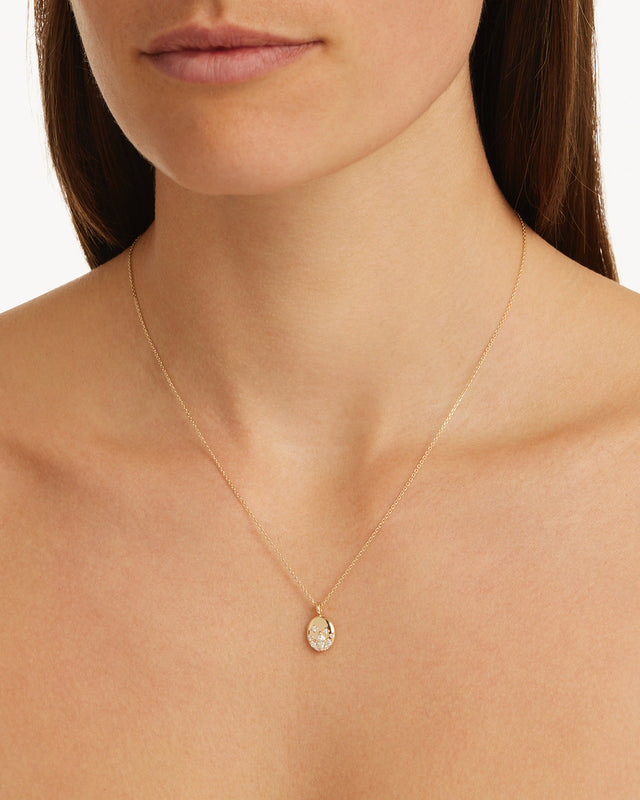 9k Solid Gold Lotus Within 0.2ct Lab-Grown Diamond Necklace