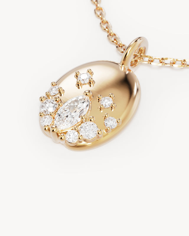 9k Solid Gold Lotus Within 0.2ct Lab-Grown Diamond Necklace