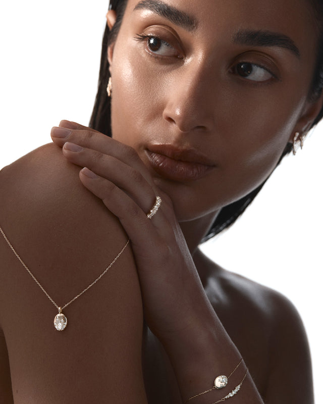 9k Solid Gold Lotus Within 0.2ct Lab-Grown Diamond Necklace