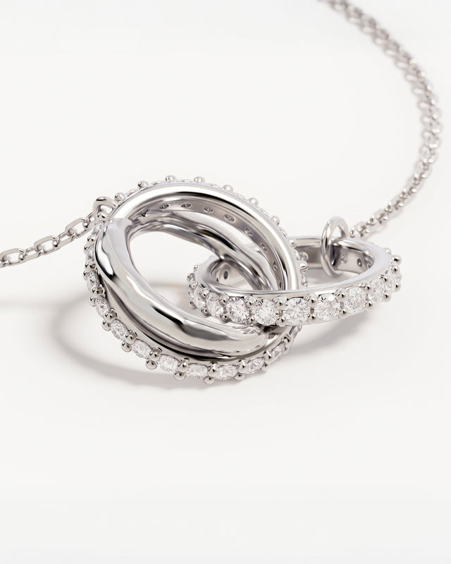 Sterling Silver Entwined Hearts Necklace