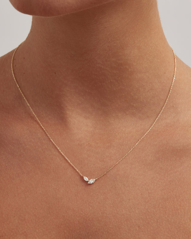 9k Solid Gold Whispering Petals 0.325ct Lab-Grown Diamond Necklace