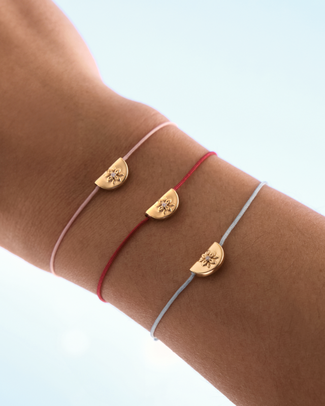 18k Gold Vermeil Lotus of Hope Cord Bracelet - Rose Quartz