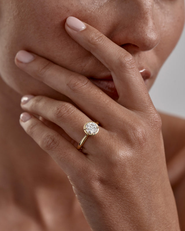 18k Solid Gold Hidden Lotus  Engagement Ring - Round