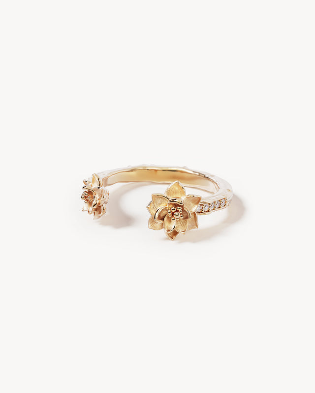 18k Gold Vermeil Serene Lotus Open Band Ring