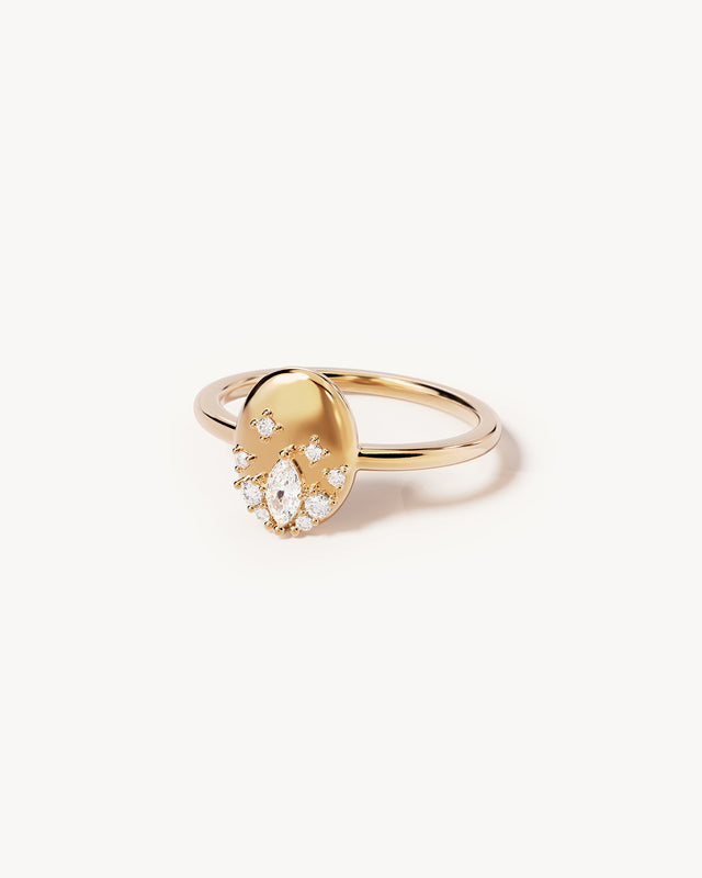 14k Solid Gold Floating Lotus Lab-Grown Diamond Ring