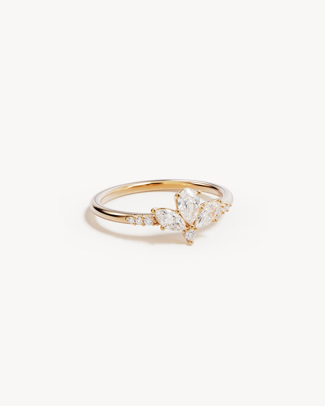 18k Solid Gold Floating Lotus Lab-Grown Diamond Ring