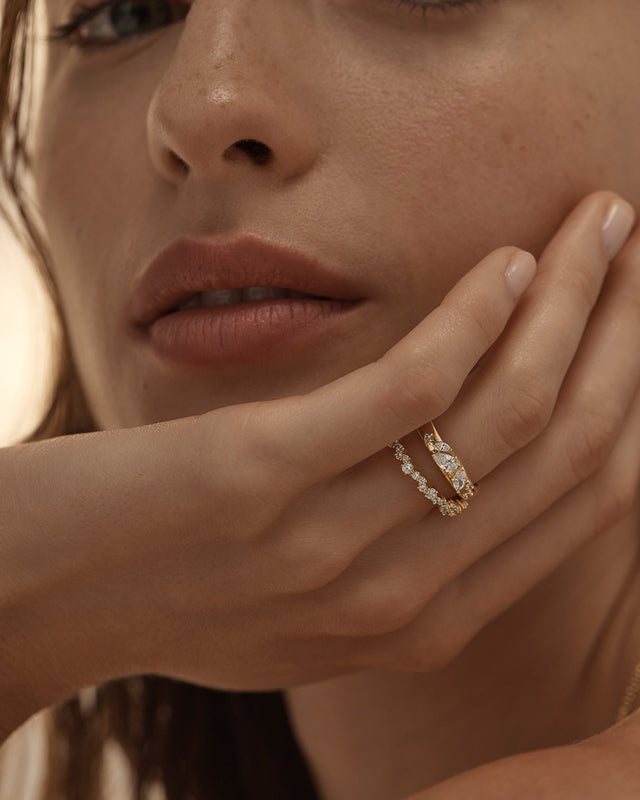 18k Gold Vermeil Crystal Dust Fine Ring