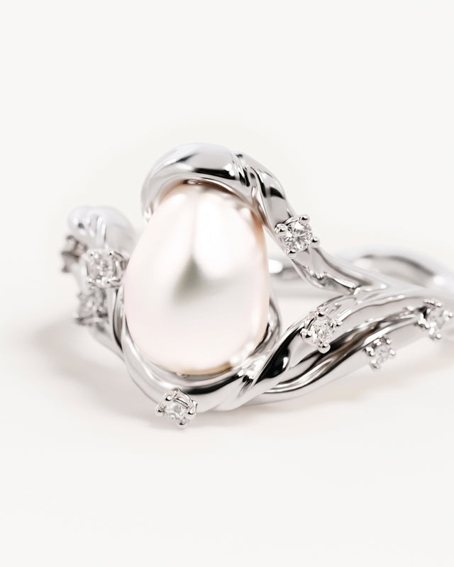 Sterling Silver Dive Into Serenity Pearl Ring