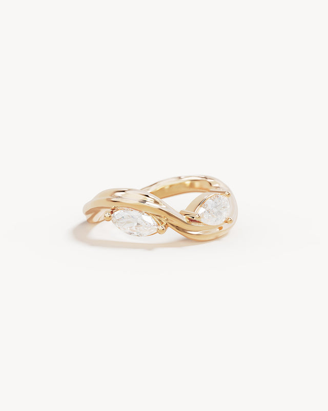 9k Solid Gold Entwined Petals 0.65ct Lab-Grown Diamond Ring