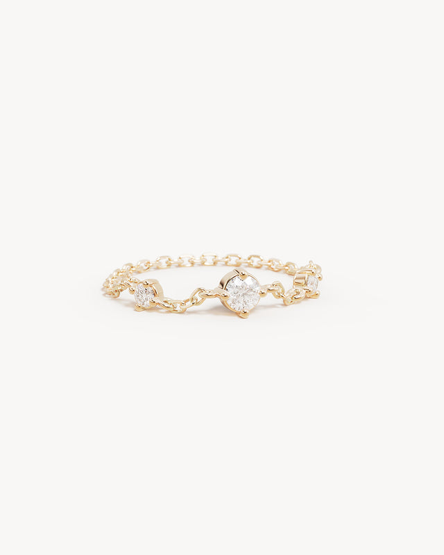 9k Solid Gold Morning Dew Lab-Grown Diamond Chain Ring