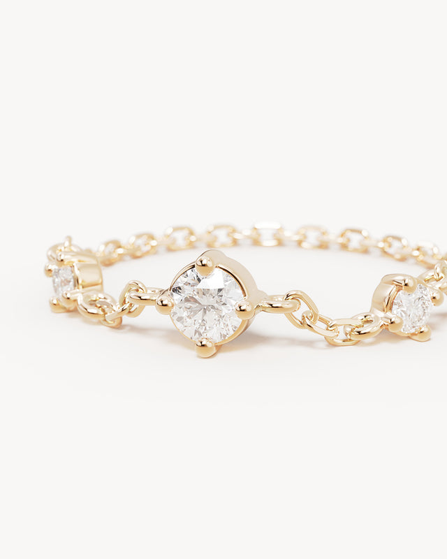 9k Solid Gold Morning Dew Lab-Grown Diamond Chain Ring