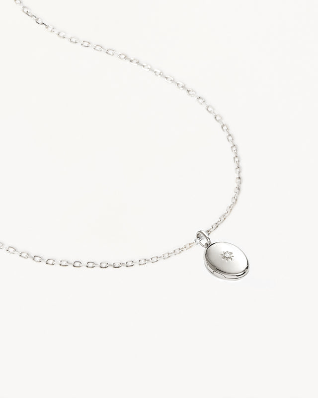 Sterling Silver 18" Rounded Lotus Locket Necklace