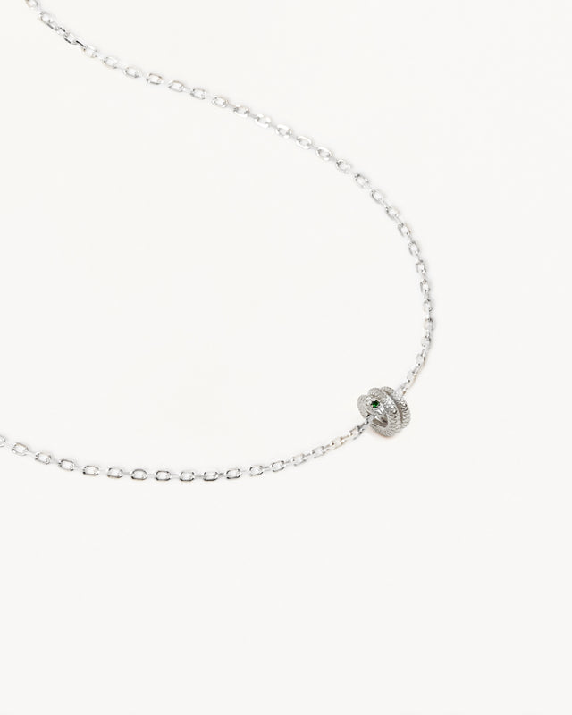 Sterling Silver 18" Snake Petal Charm Necklace