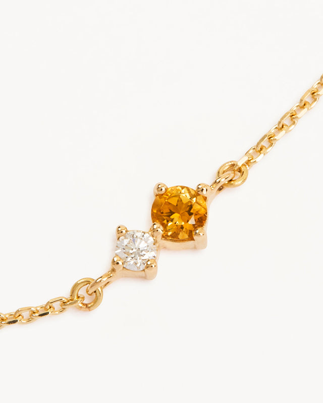 14k Solid Gold Magic Within Birthstone Diamond Bracelet - November - Citrine