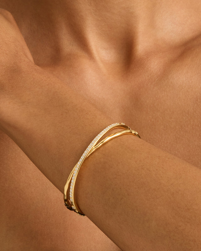 18k Gold Vermeil Entwined Hearts Bangle