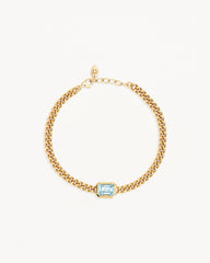 18k Gold Vermeil Calm Your Soul Topaz Curb Bracelet