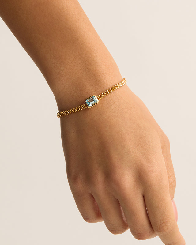 18k Gold Vermeil Calm Your Soul Topaz Curb Bracelet