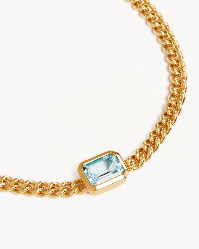 18k Gold Vermeil Calm Your Soul Topaz Curb Bracelet