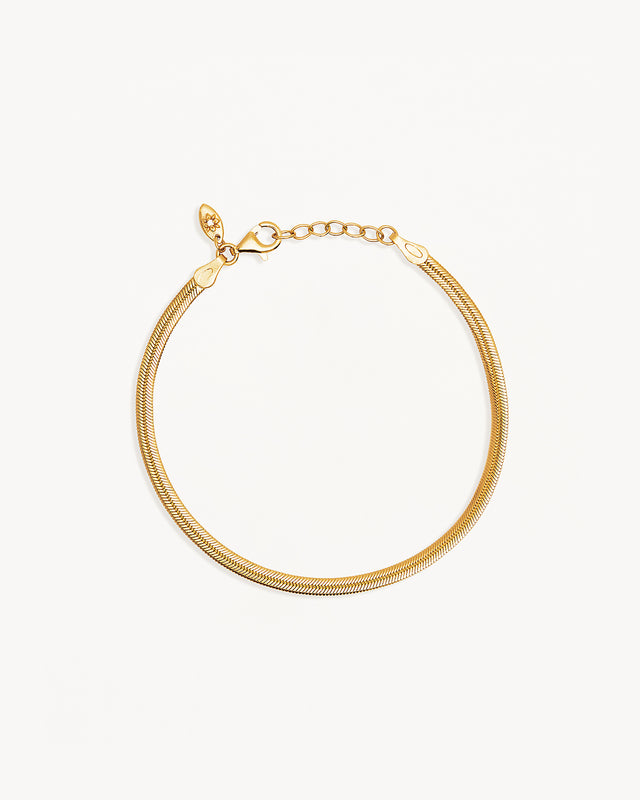 18k Gold Vermeil Herringbone Chain Bracelet