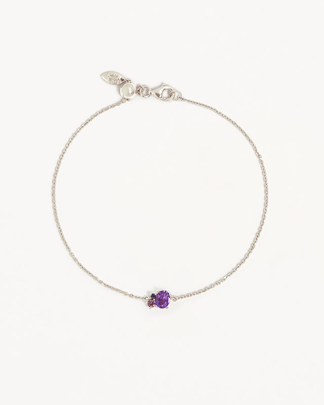 Sterling Silver Kindred Birthstone Bracelet - February