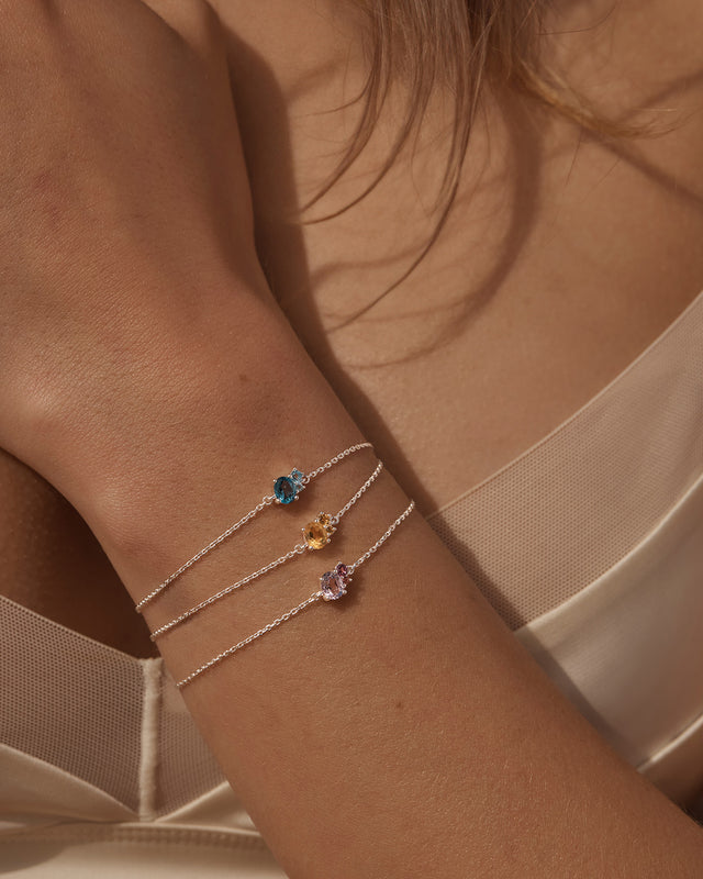 Sterling Silver Kindred Birthstone Bracelet - December