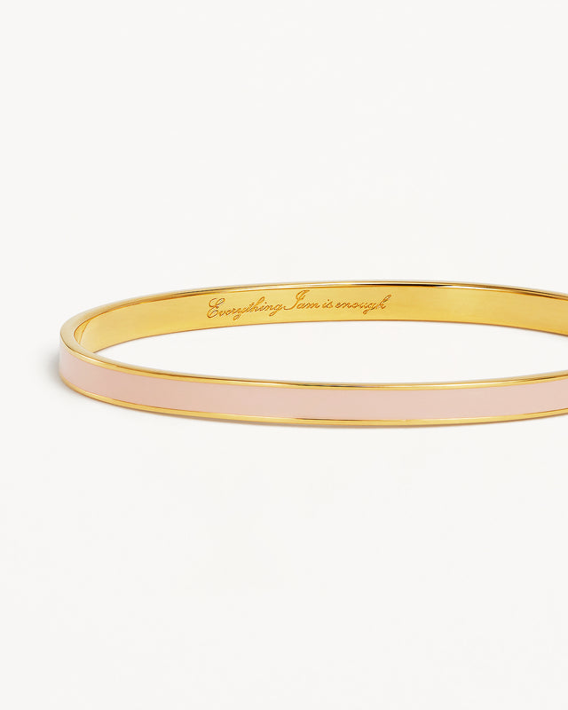18k Gold Vermeil Born to Bloom Enamel Bangle - Rose Quartz