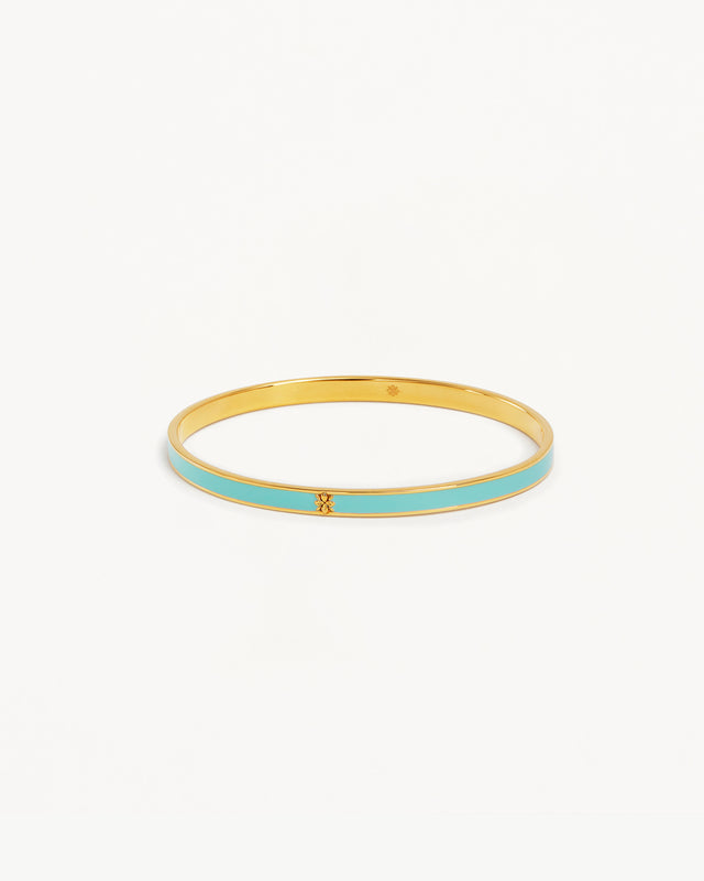 18k Gold Vermeil Born to Bloom Enamel Bangle - Cloud Blue
