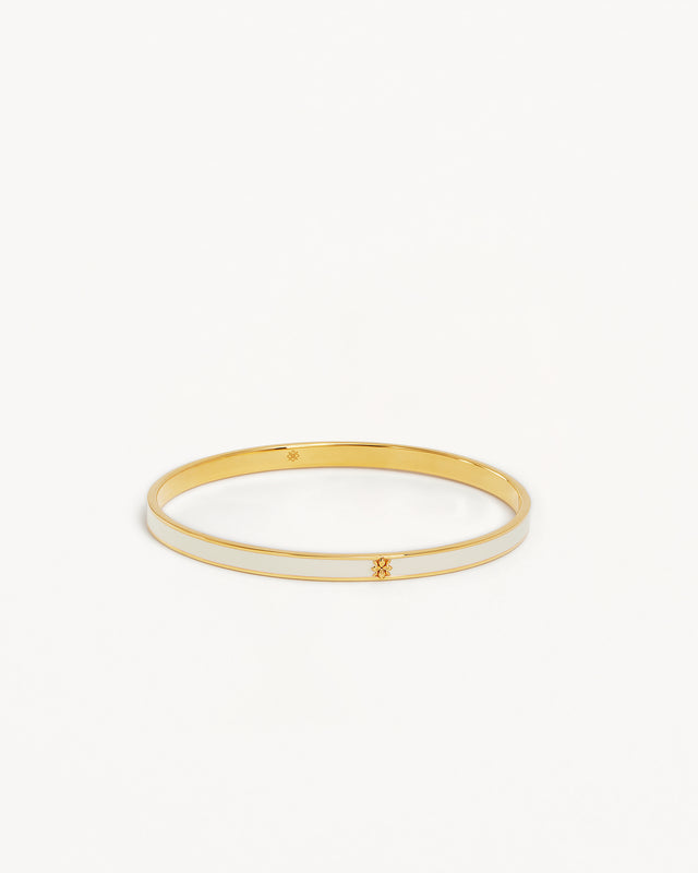 18k Gold Plated Born to Bloom Enamel Bangle - Bone