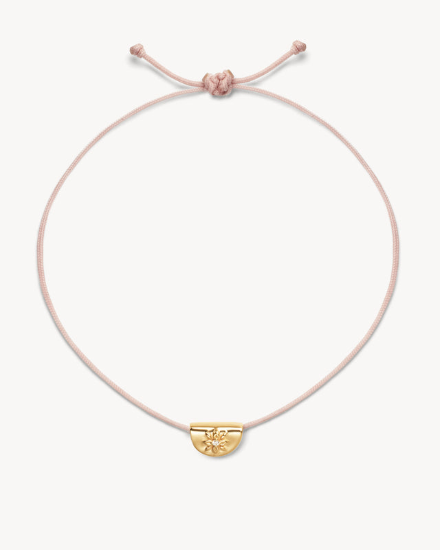 18k Gold Vermeil Lotus of Hope Cord Bracelet - Rose Quartz