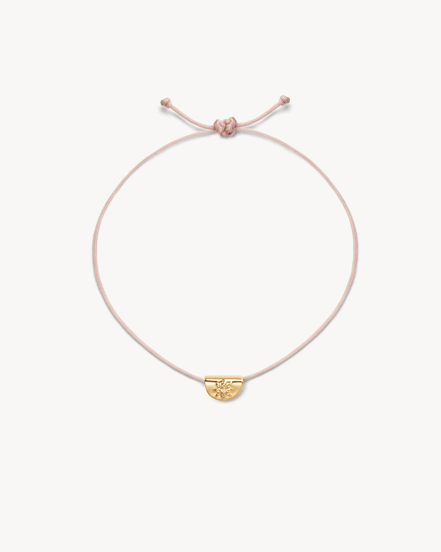 18k Gold Vermeil Lotus of Hope Cord Bracelet - Rose Quartz