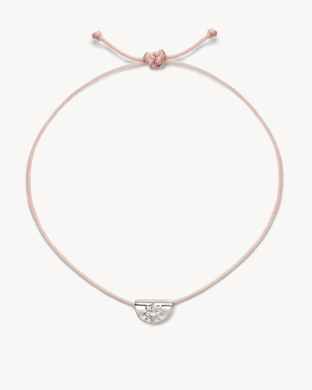 Sterling Silver Lotus of Hope Cord Bracelet - Rose Quartz