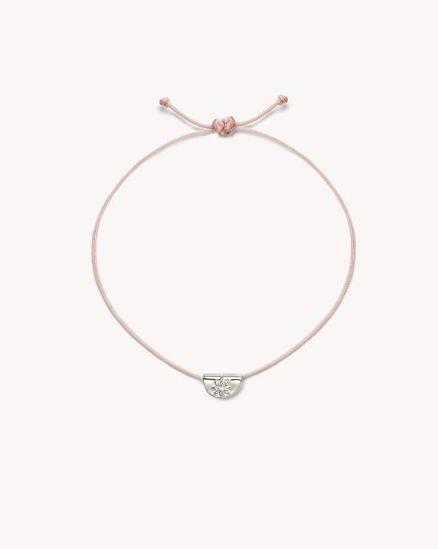 Sterling Silver Lotus of Hope Cord Bracelet - Rose Quartz