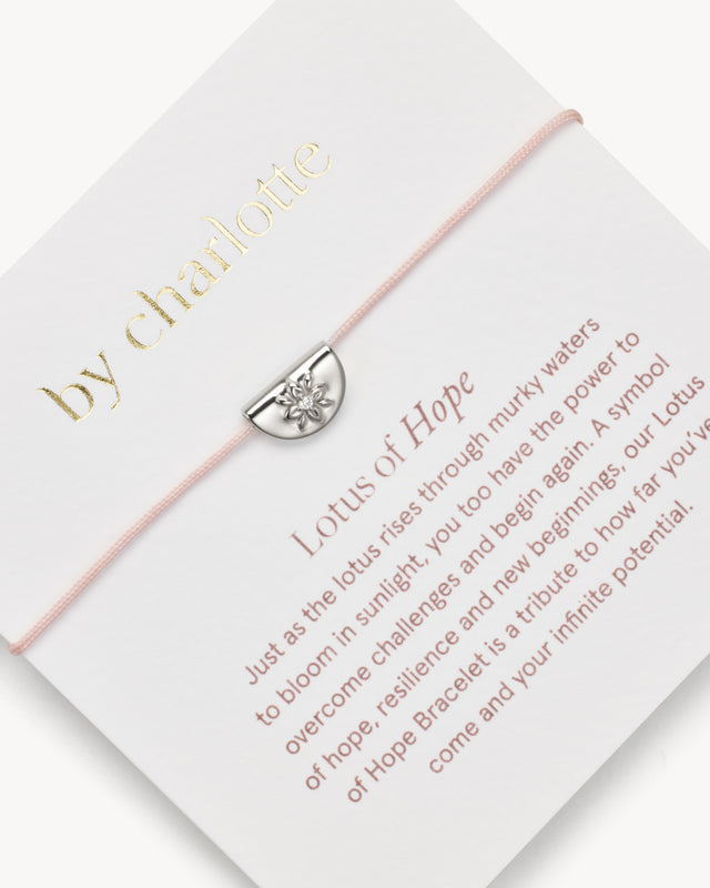 Sterling Silver Lotus of Hope Cord Bracelet - Rose Quartz
