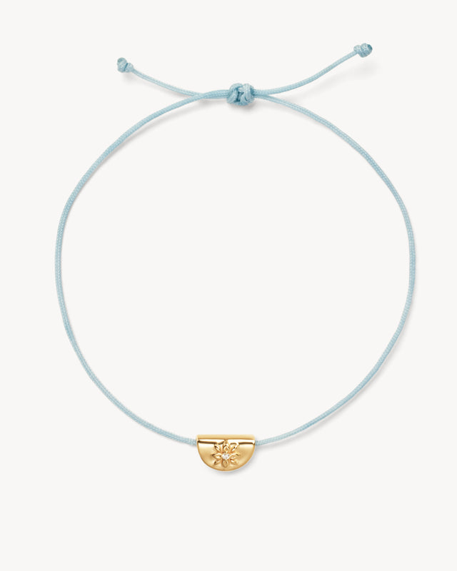 18k Gold Vermeil Lotus of Hope Cord Bracelet - Cloud Blue